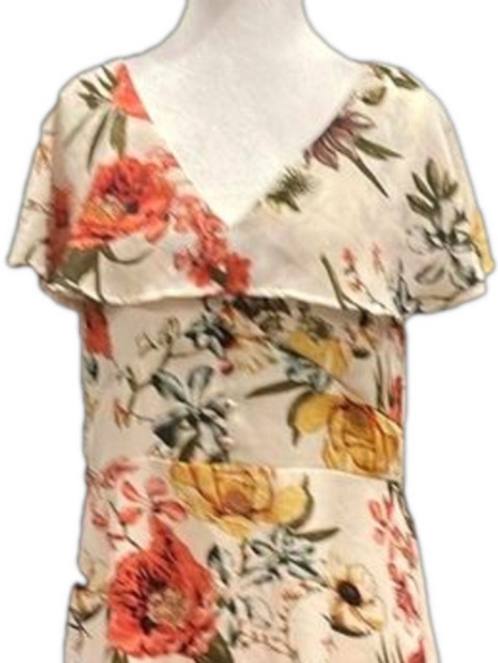 Black Tape Floral Fit & Flare Dress L Cottagecore Romantic Cream